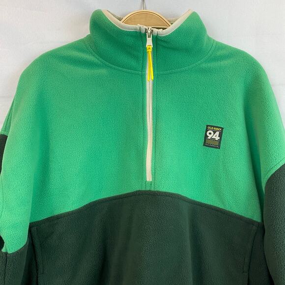 Old‎ Navy Oversized Performance Fleece Cropped 1/2 Zip Jacket Women M Tall Green - Picture 3 of 10